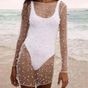 Pearl Mesh Beach Cover Up
